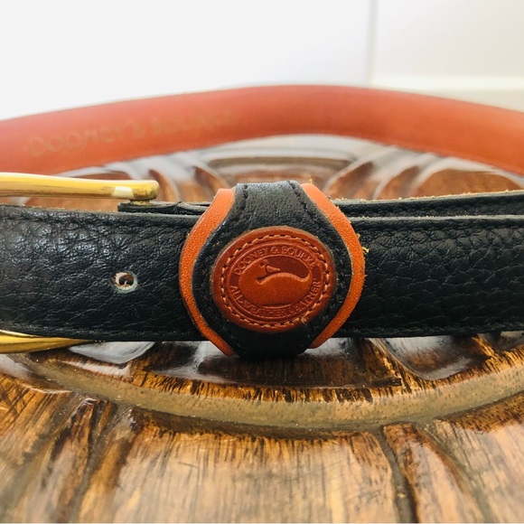 Vintage Dooney & Bourke all weather pebbled Black British Tan Belt -USA … - Picture 3 of 11